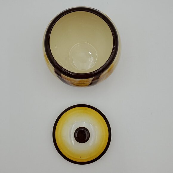 Metlox Poppytrail Vernon Organdie Sugar Bowl with Lid Gold & Brown Plaid Bowl - Picture 3 of 9